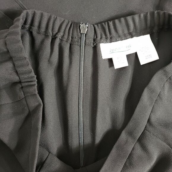 Coldwater Creek Pants Size 10P Black Elastic Back Waist Side Slit Zipper Wide - Picture 8 of 9